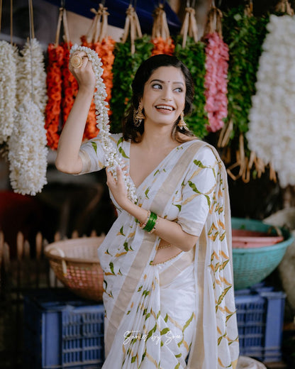 Olive chain saree